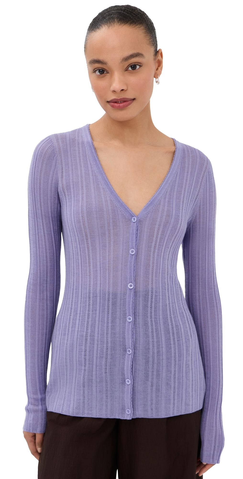 Theory Novel Rib Cardigan Lavender Glow L
