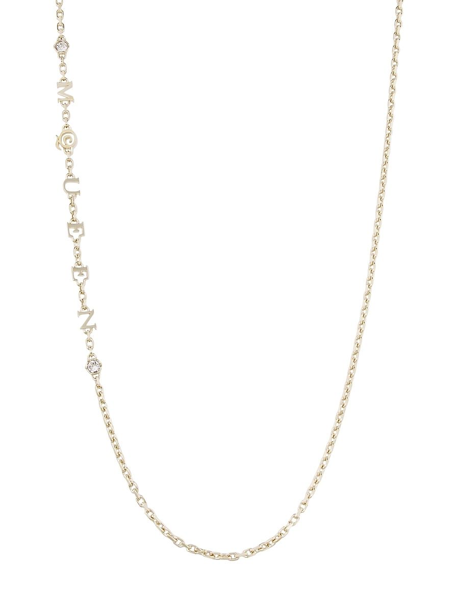 Women's "McQueen" Goldtone & Glass Crystal Logo Chain Necklace - Gold