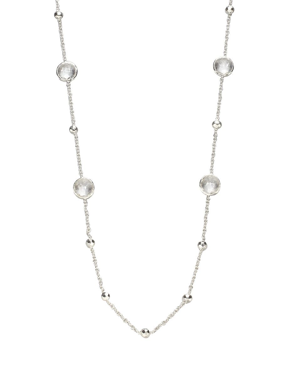 Women's Lollipop Sterling Silver & Clear Quartz Ball and Stone Multi-Station Necklace - Silver
