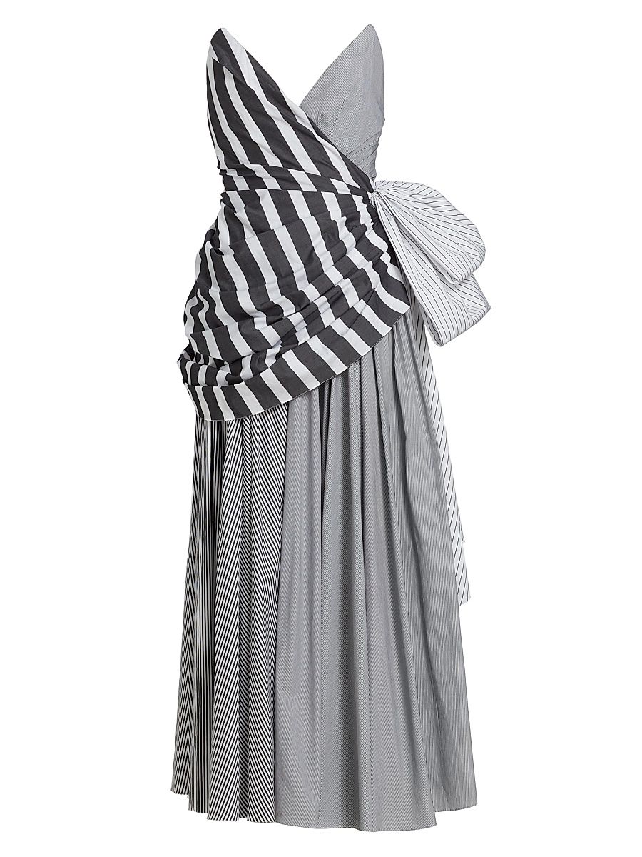 Women's Strapless Draped Gown - Black Multi - Size 0