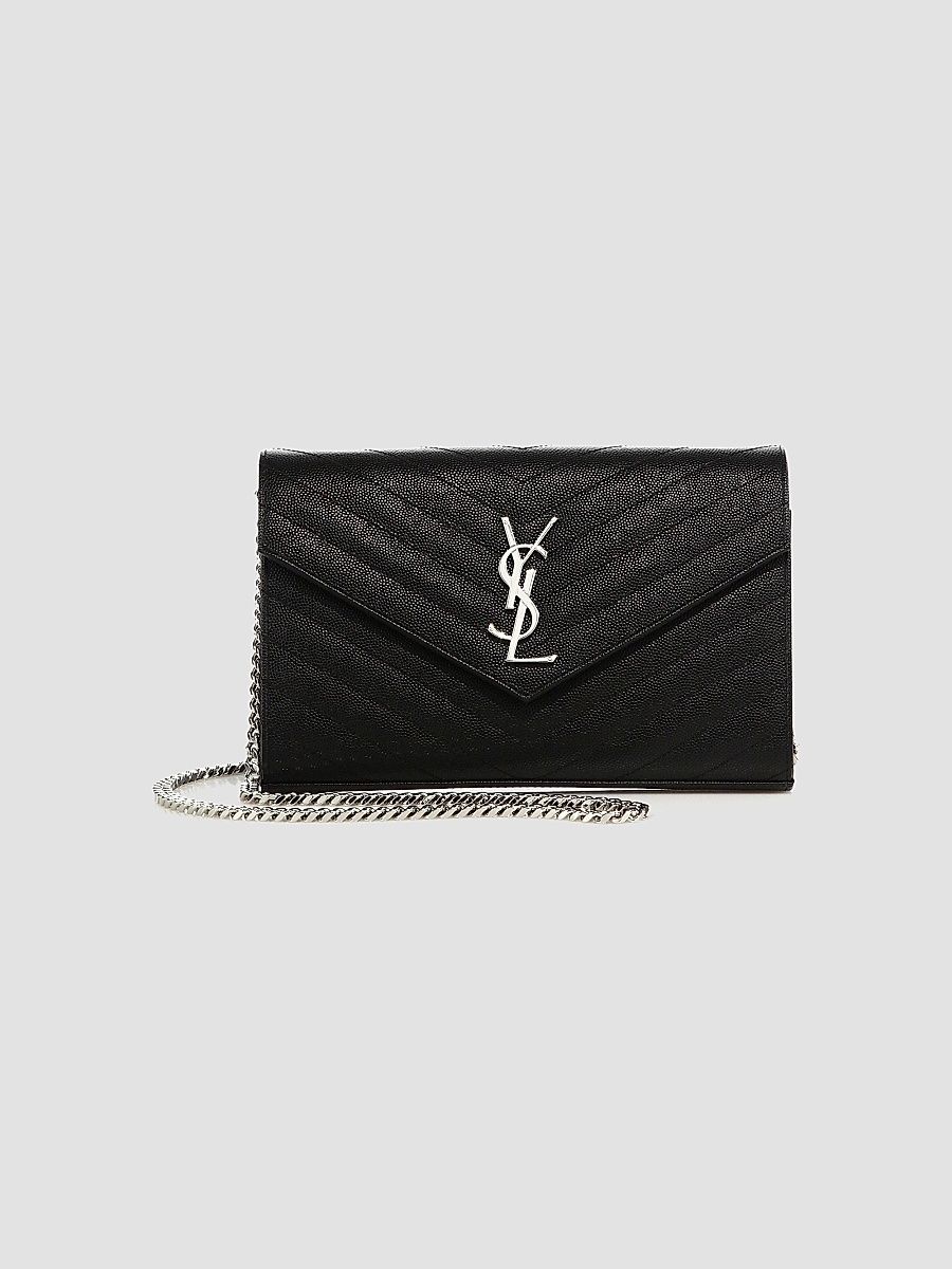 Saint Laurent Women's Monogram Matelasse Leather Wallet-On-Chain - Black