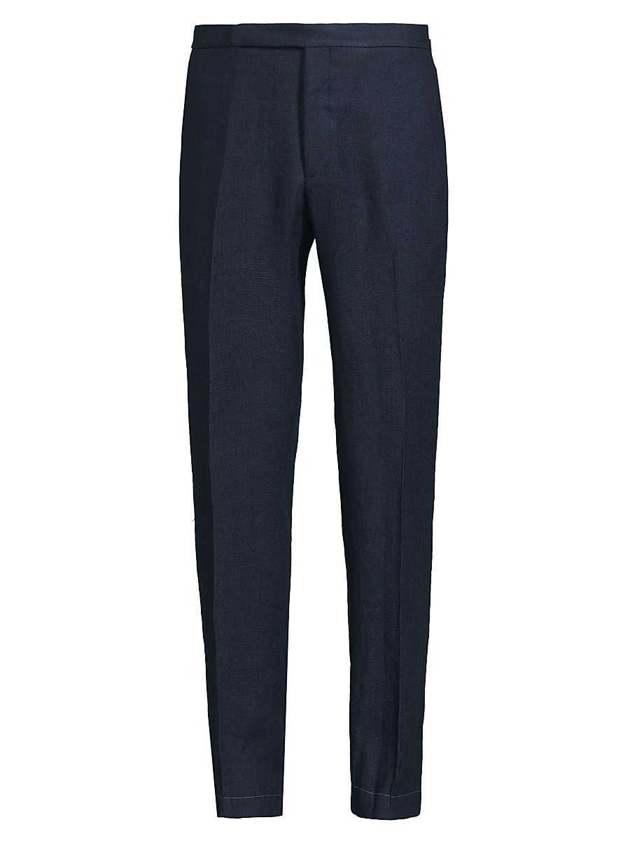 Men's Gregory Hand-Tailored Linen Suit Trousers - Classic Chairman Navy - Size 40
