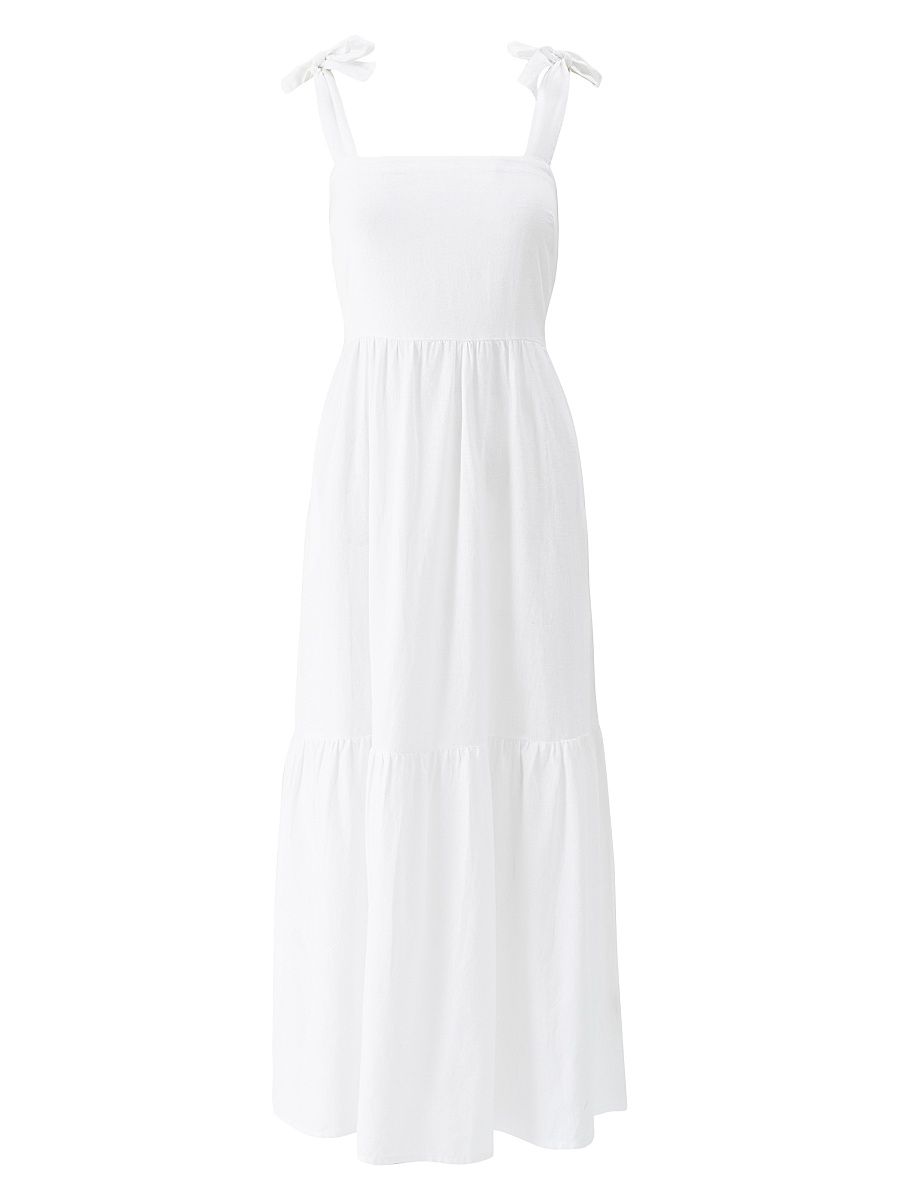Women's Posie Tie-Strap Cover-Up Dress - White - Size Medium