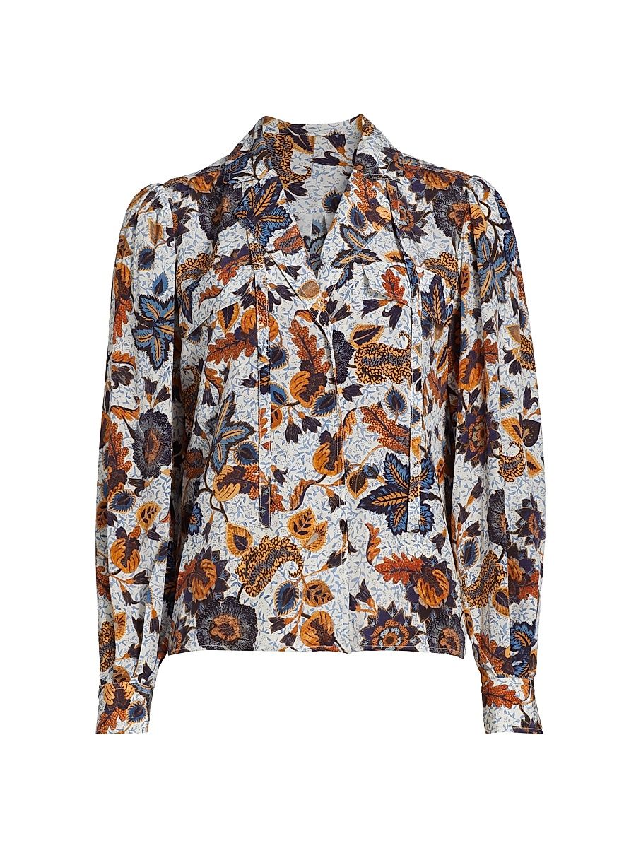 Women's Florian Floral Silk Blouse - Jasmine - Size 4