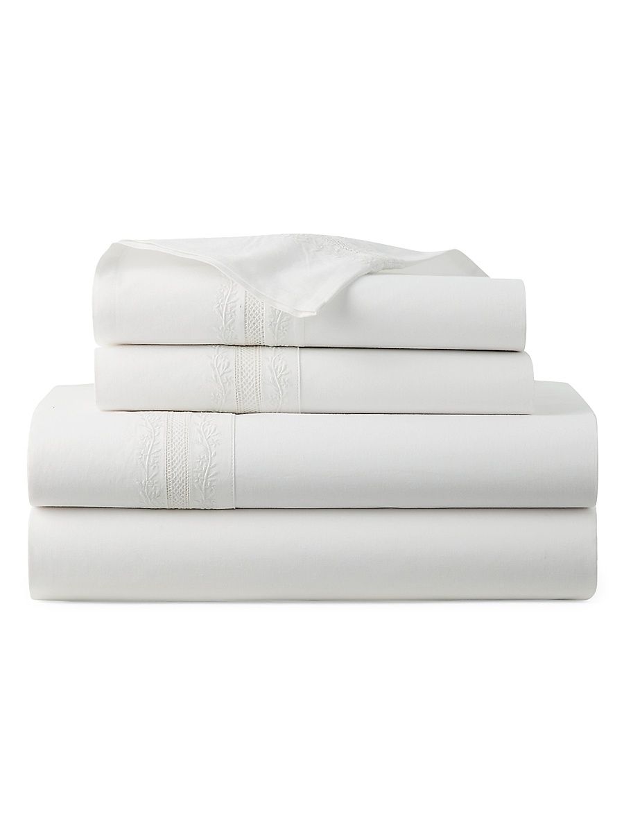 Miriah Cotton Percale Bedding Collection - Studio White - Size King