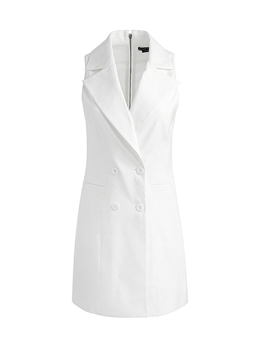 Women's Meritt Linen-Blend Tuxedo Minidress - Off White - Size 12