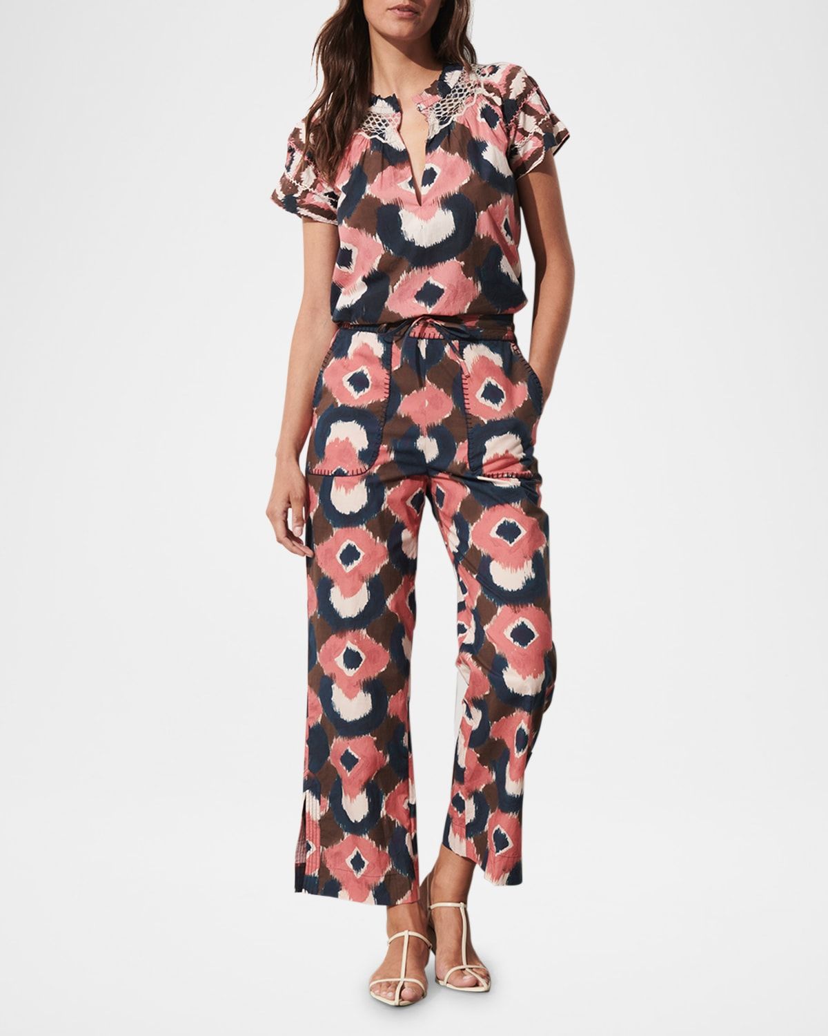 Rosie Printed Short-Sleeve Cotton Top