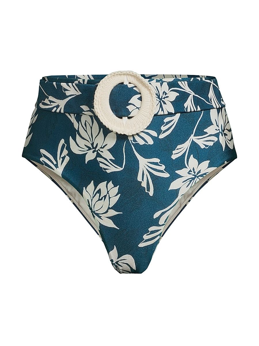 Women's Artichoke High-Waisted Bikini Bottom - Blue - Size XS