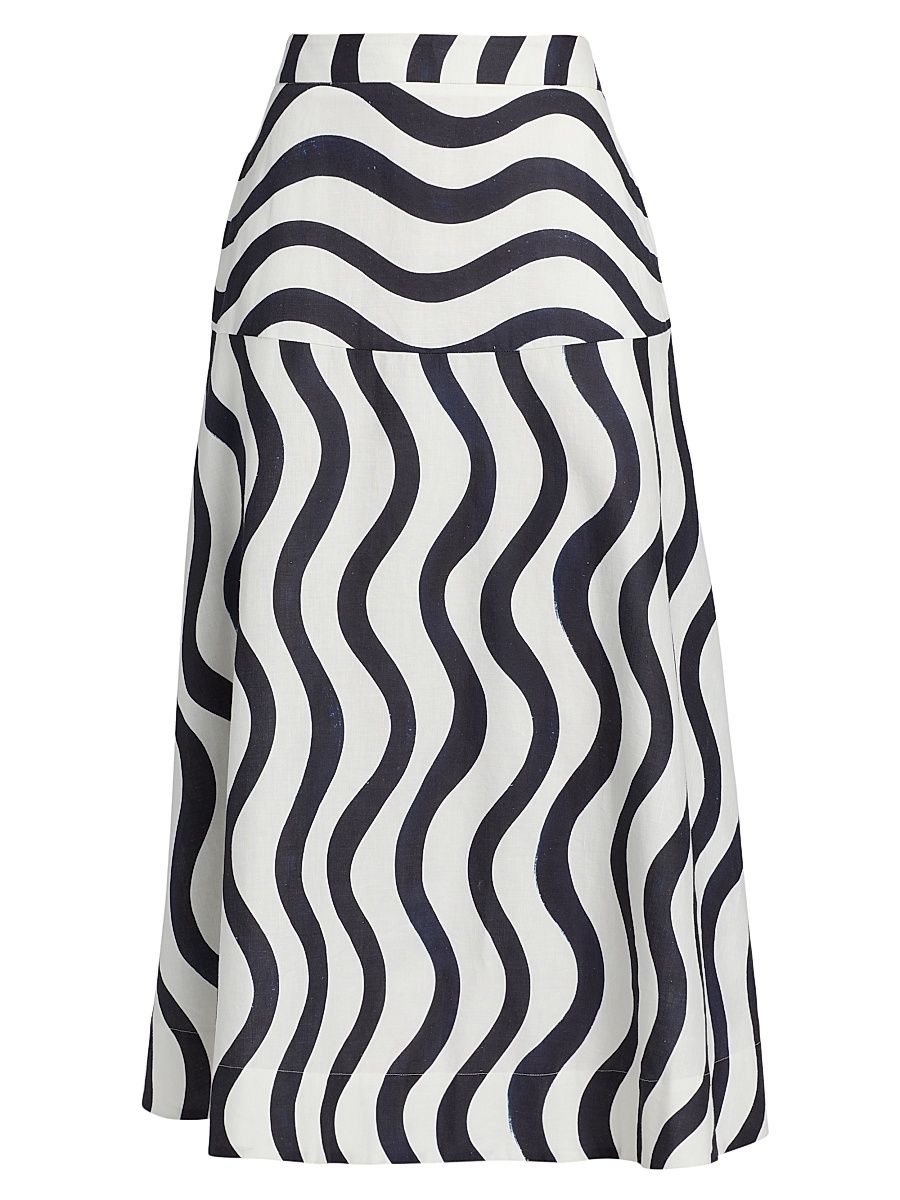 Women's Lona Printed Midi-Skirt - Navy White - Size 12