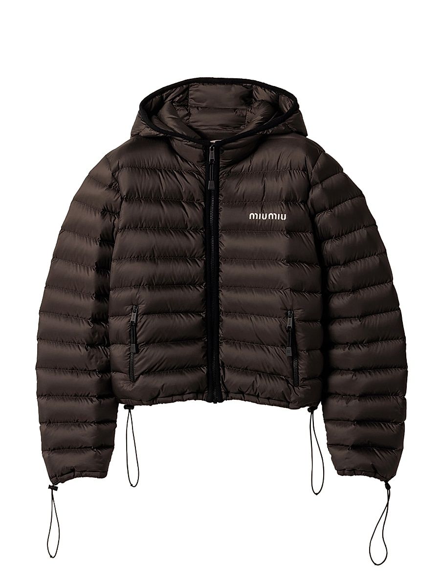 Women's Light Pongé Down Hoodie Jacket - Green - Size 10