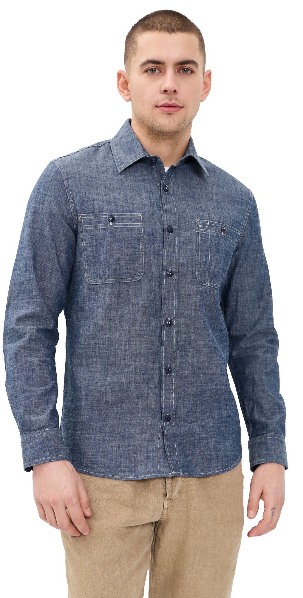 Taylor Stitch The Foundry Shirt Rinsed Indigo Chambray 42