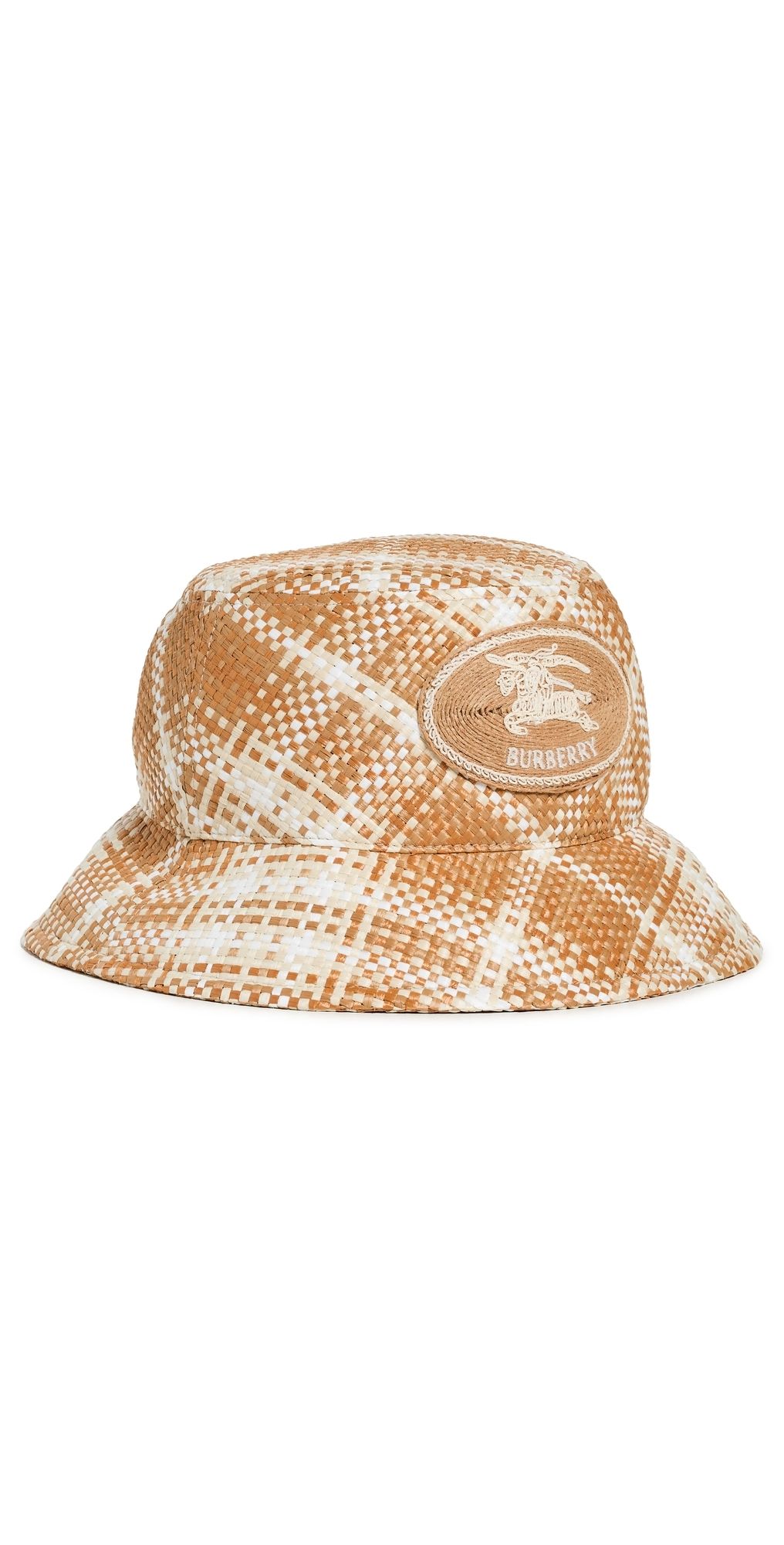 Burberry Woven Raffia Bucket Hat Finch Beige Ip Check S