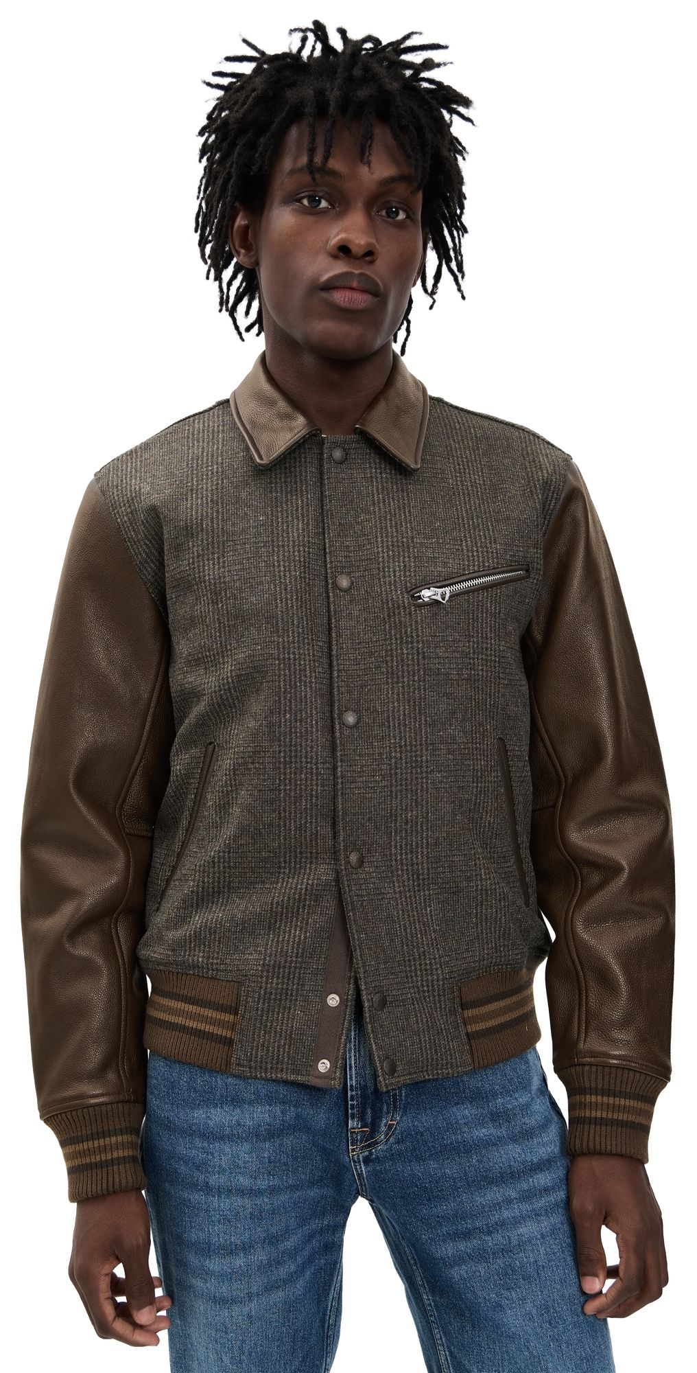 rag & bone Jeremy Varsity Jacket Brown M