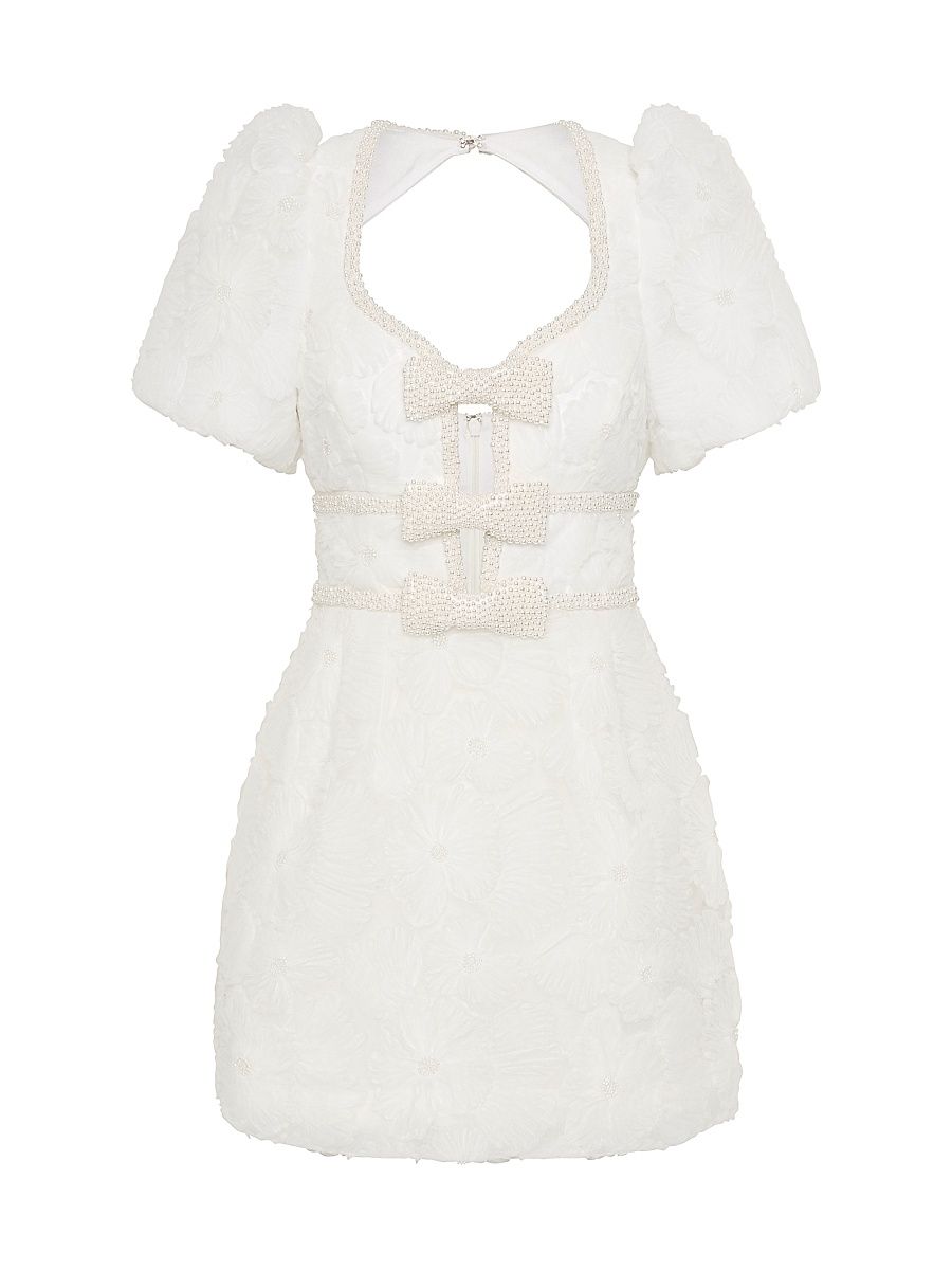 Women's Deliah Puff-Sleeve Minidress - Ivory - Size 10