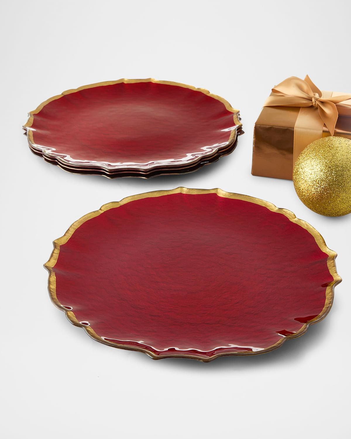 Baroque Glass Red Service Plate/Charger