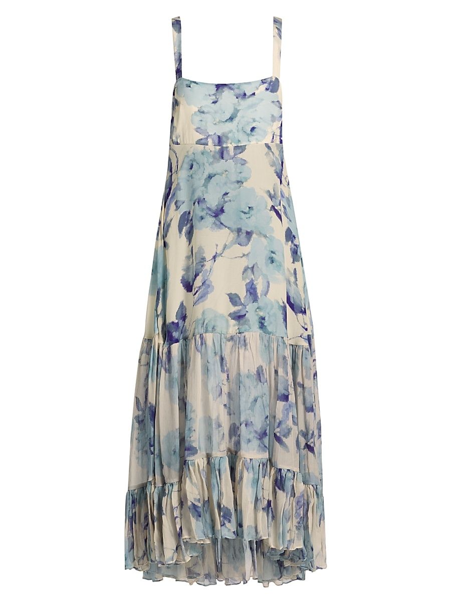 Women's Bellevue Silk Chiffon Maxi Dress - Blue Rose - Size Large