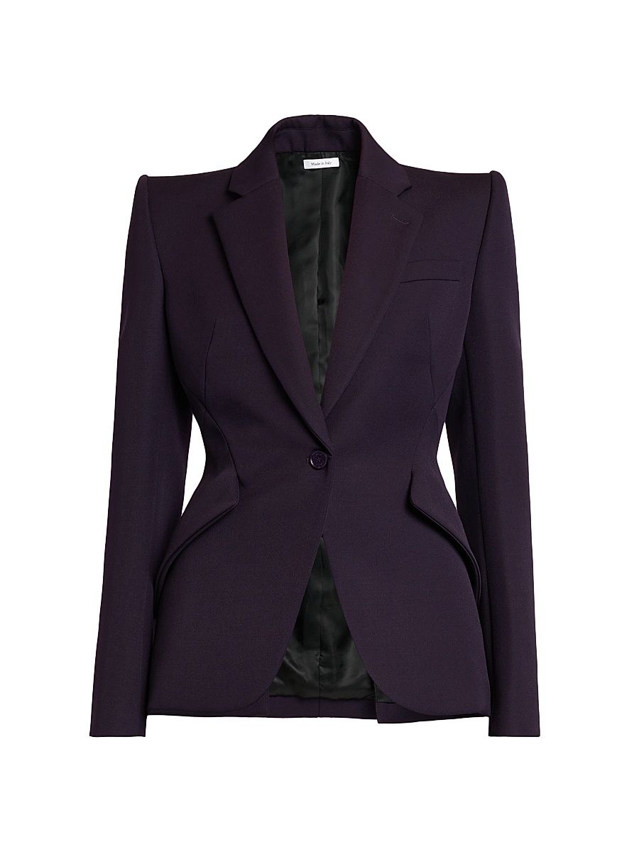 Women's Grain De Poudre Wool Blazer - Violet - Size 4