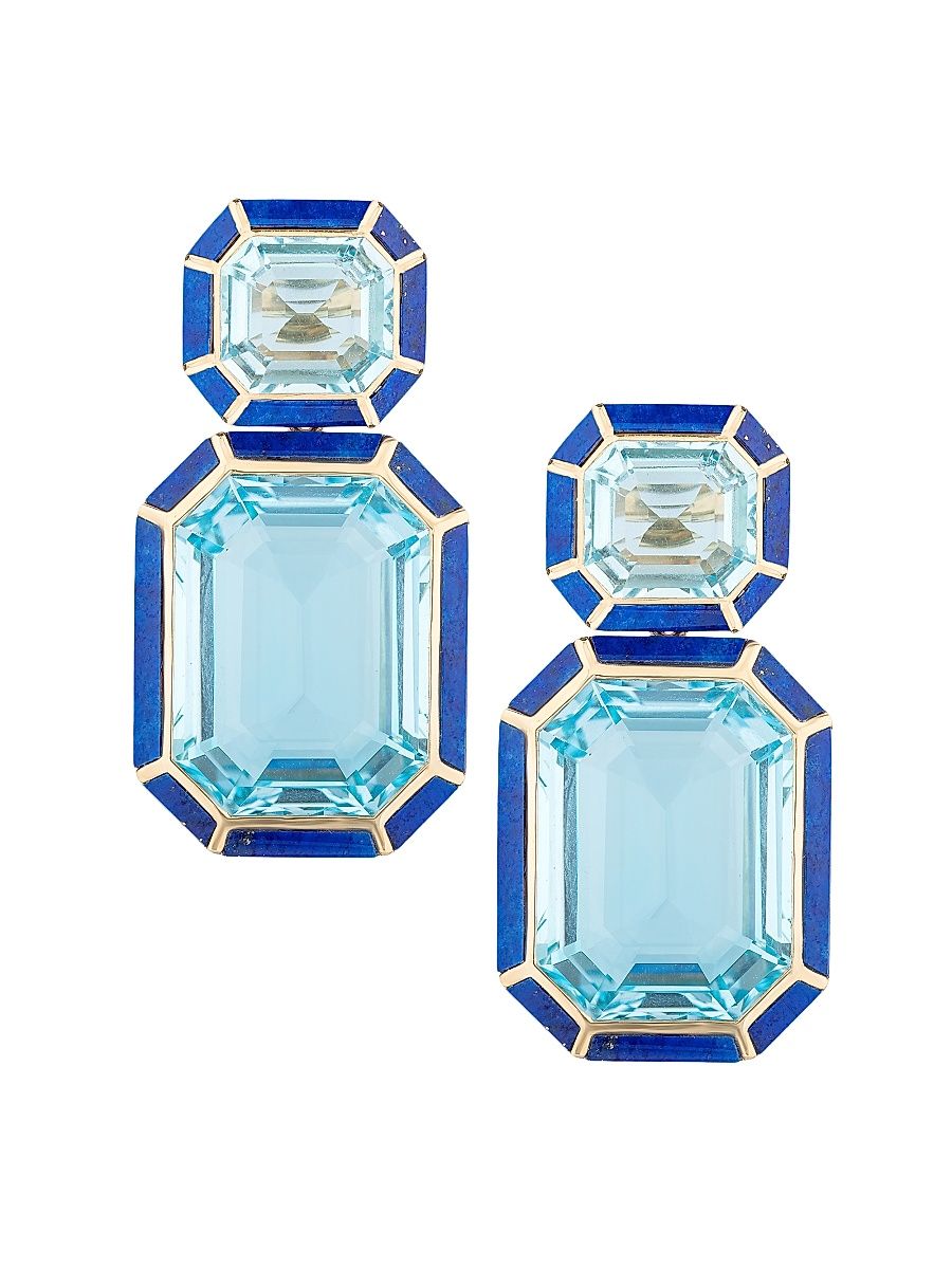 Women's Mélange 18K Yellow Gold, Blue Topaz & Lapis Lazuli Drop Earrings - Blue