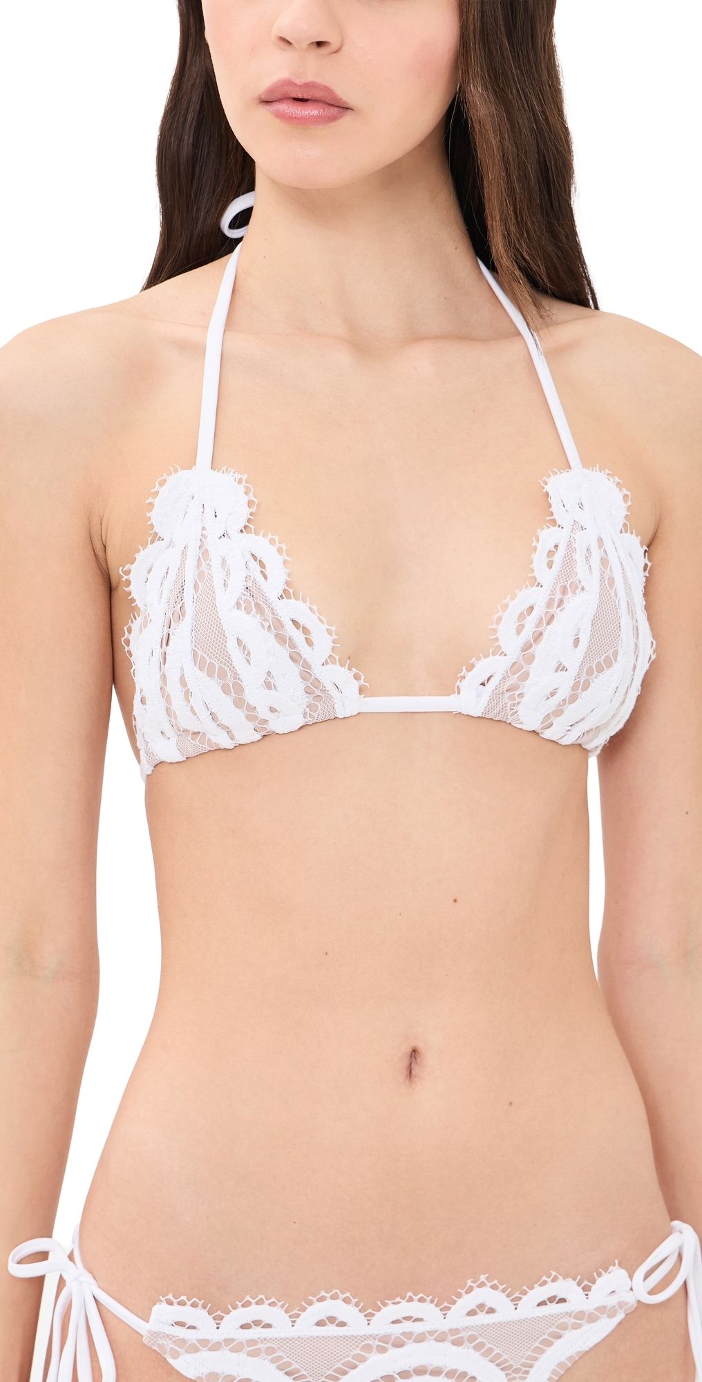PQ Swim White Lace Triangle Top White D