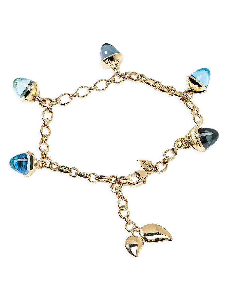 Women's Mikado Flamenco 18K Yellow Gold & Blue Multi-Stone Acorn Charm Bracelet - Topaz