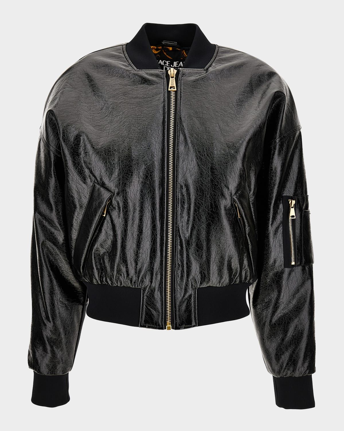Faux Leather Bomber Jacket