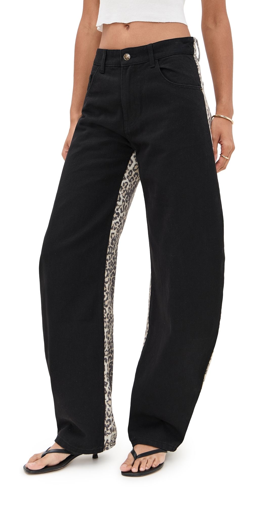 Lioness Horseshoe Jeans Onyx Leopard Fade M