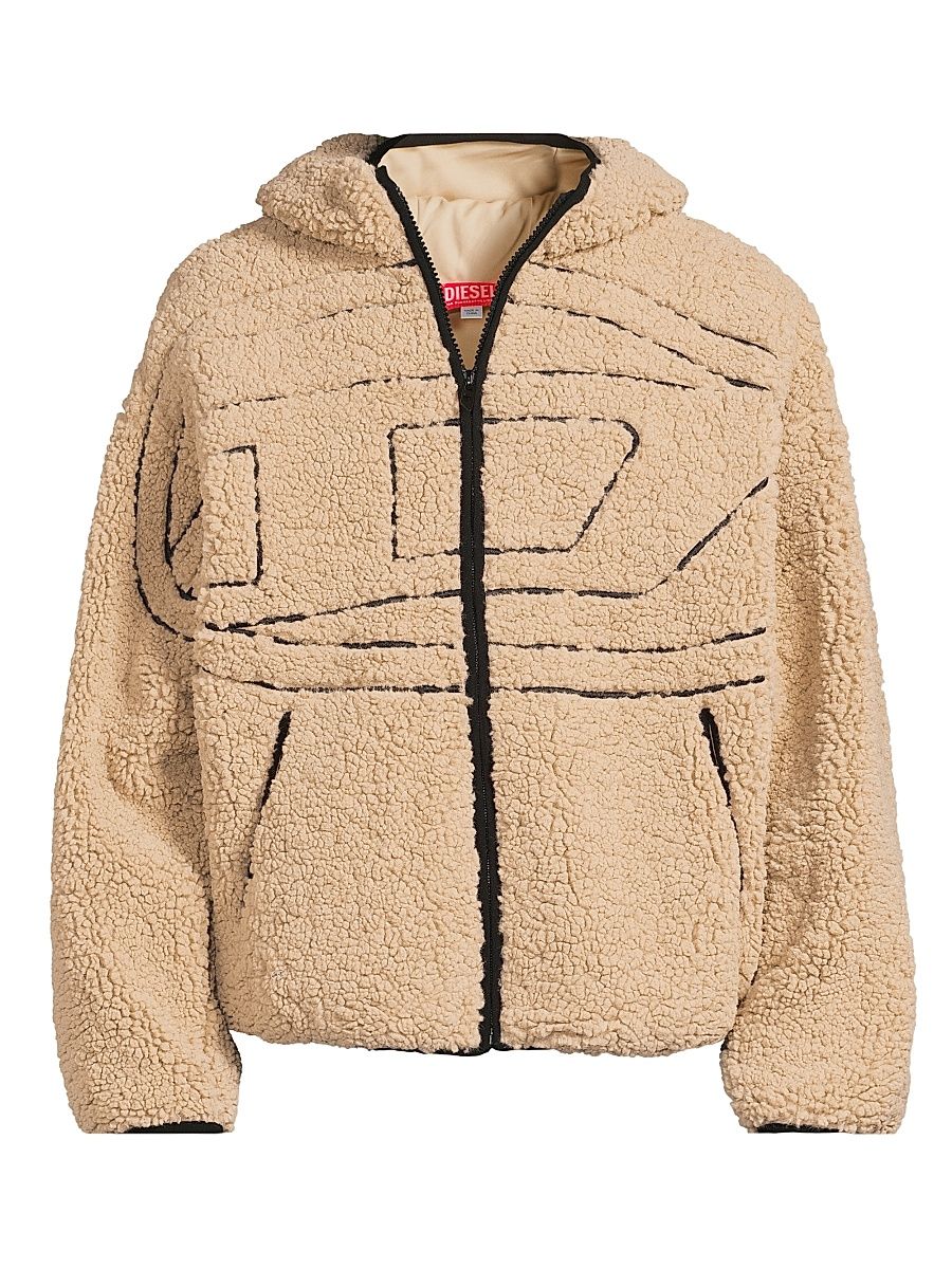 Men's Zat Sherpa Full-Zip Hoodie - Tan - Size XL