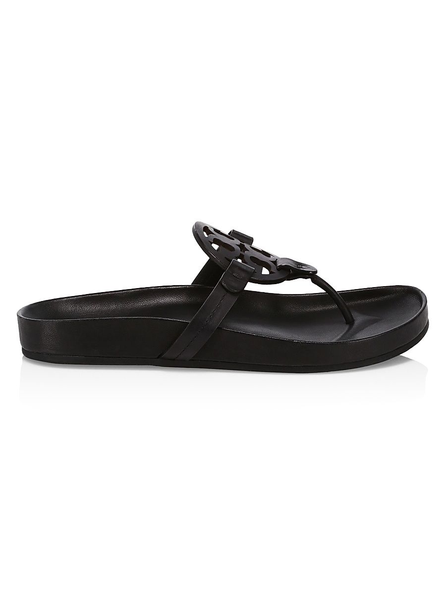 Women's Miller Cloud Leather Thong Sandals - Perfect Black - Size 9.5