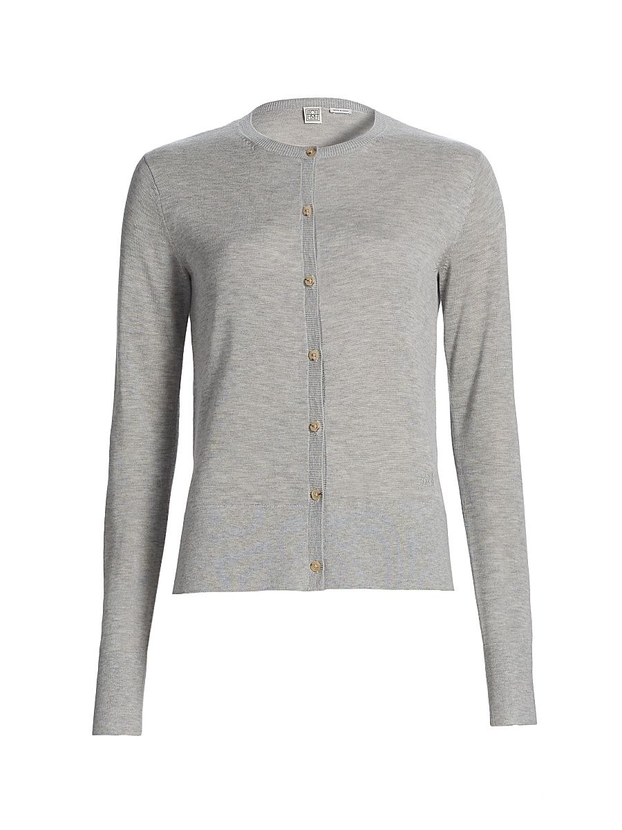 Women's Fine-Gauge Knit Long-Sleeve Cardigan - Grey Melange - Size Large