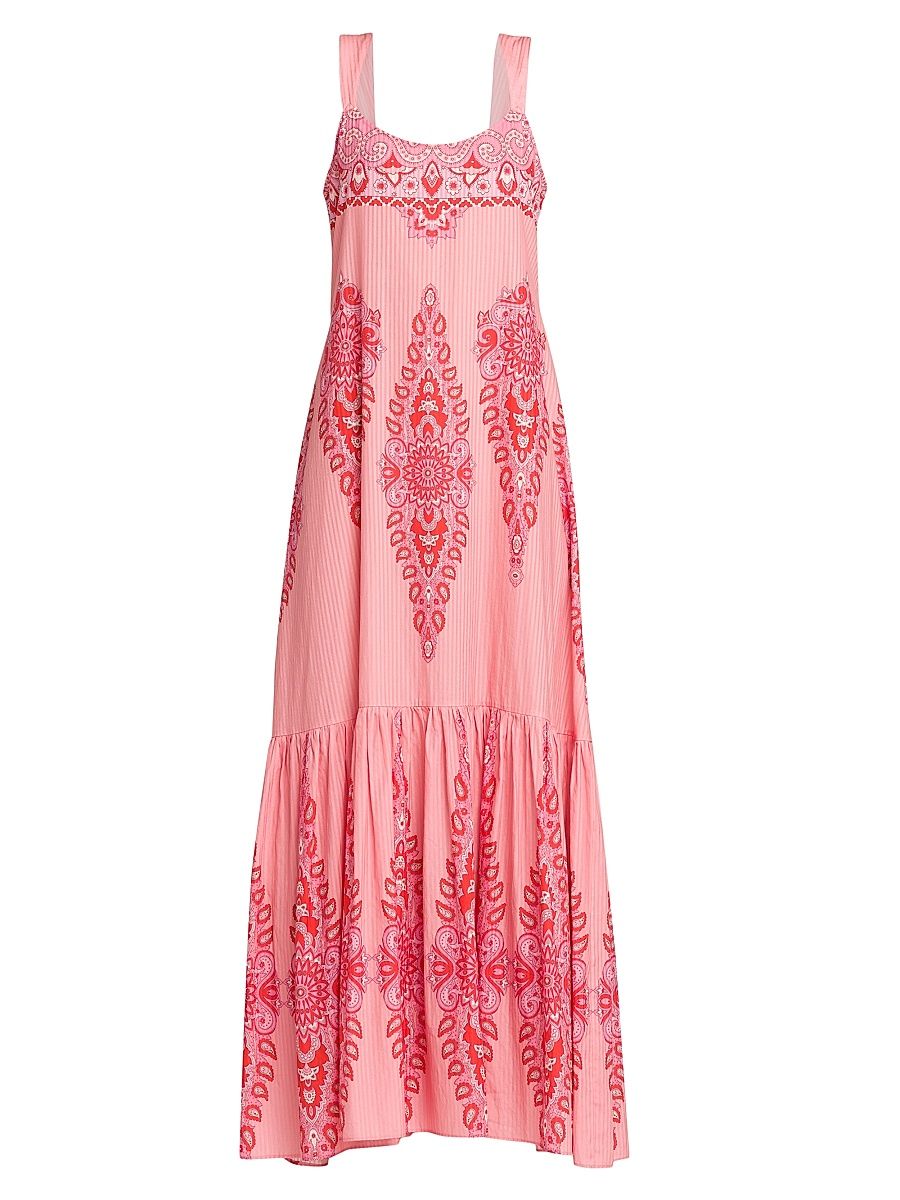 Women's Medallion Cotton-Silk Tank Maxi Dress - Stamp Af Dorosa - Size 4