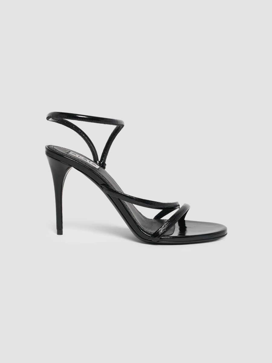ALAÏA Women's Loop 90MM Patent Leather Sandals - Noir - Size 12