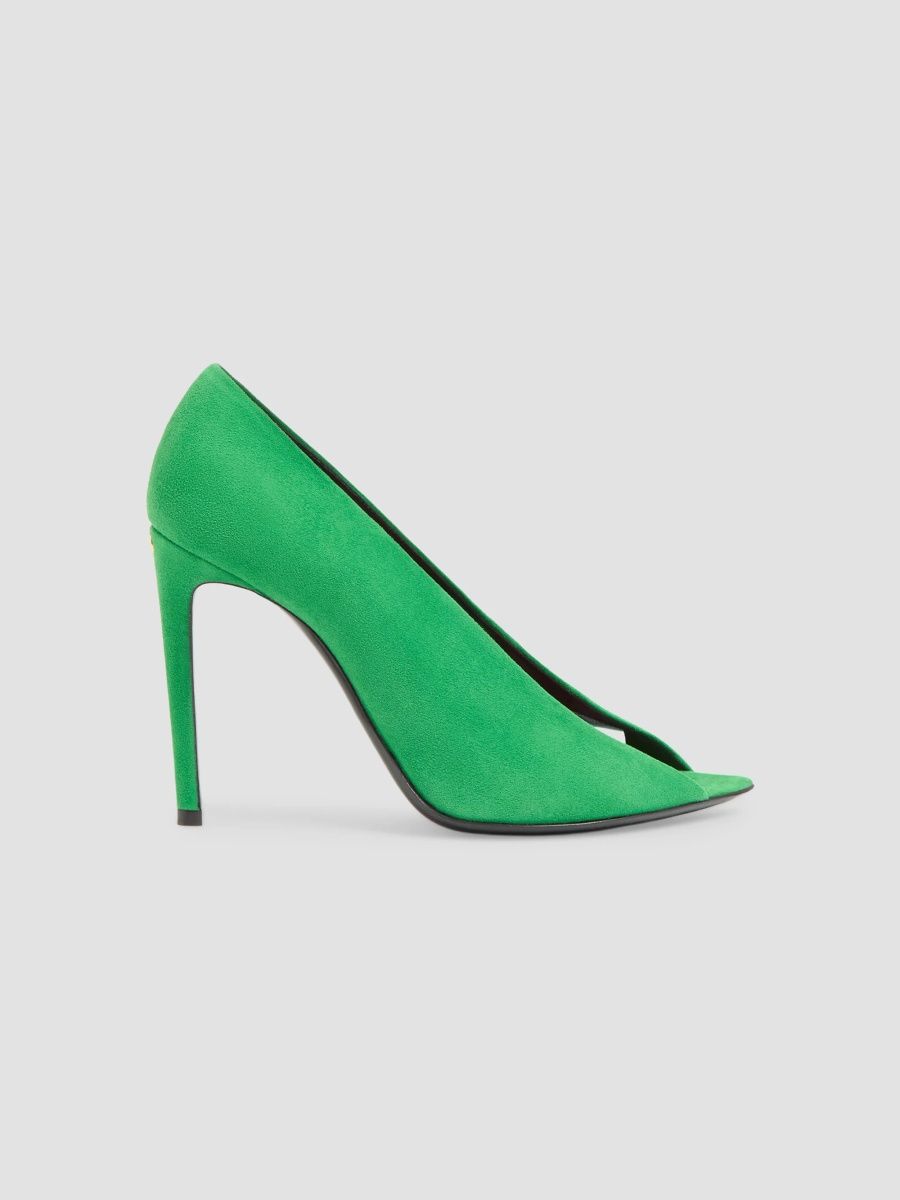 Valentino Open Toe 105MM Revele Suede Pumps - Mint - Size 9