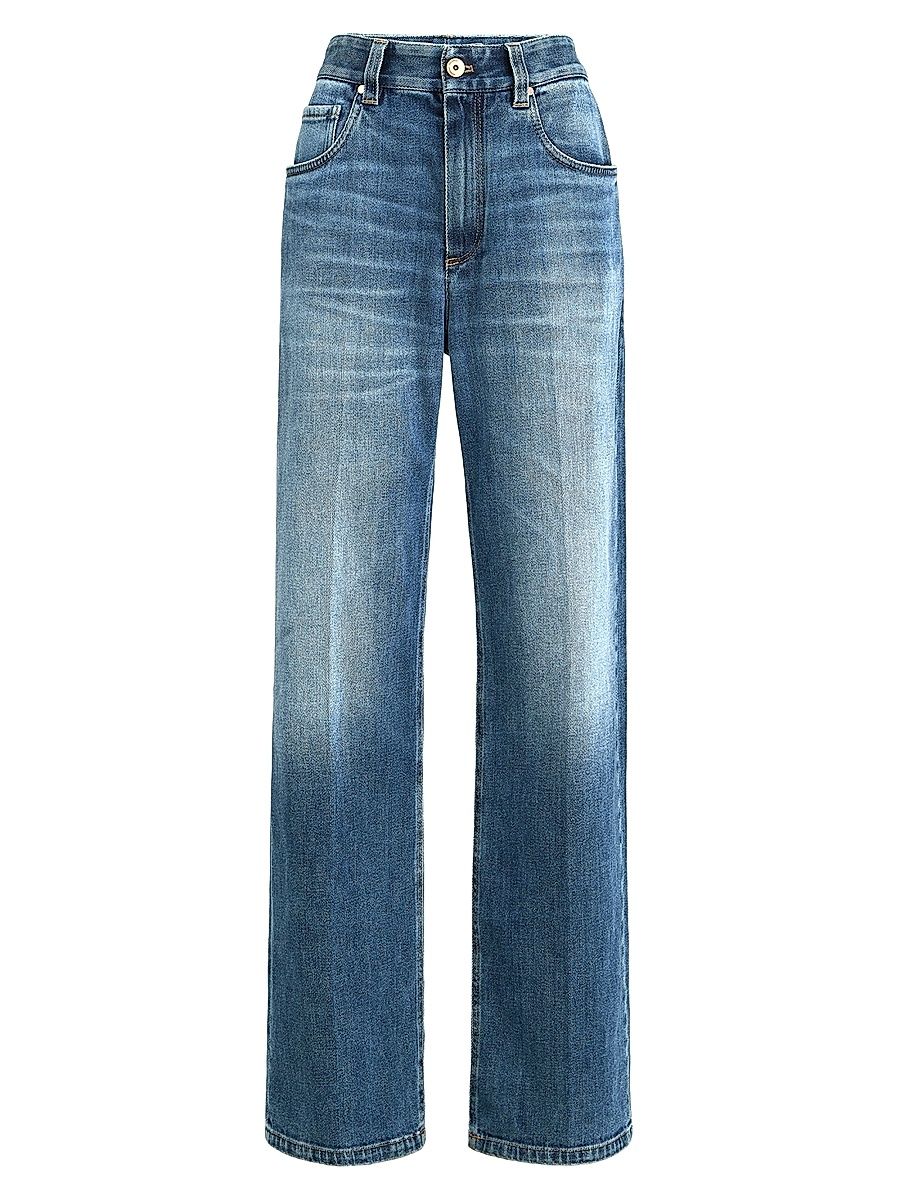 Women's Comfort Cotton Denim Contemporary Loose Jeans with Monili - Denim - Size 16