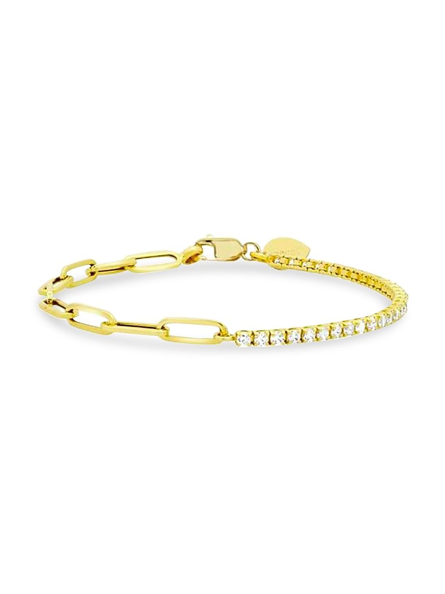 Women's 14K Yellow Gold & Diamond Mixed-Link Chain Bracelet - Yellow Gold