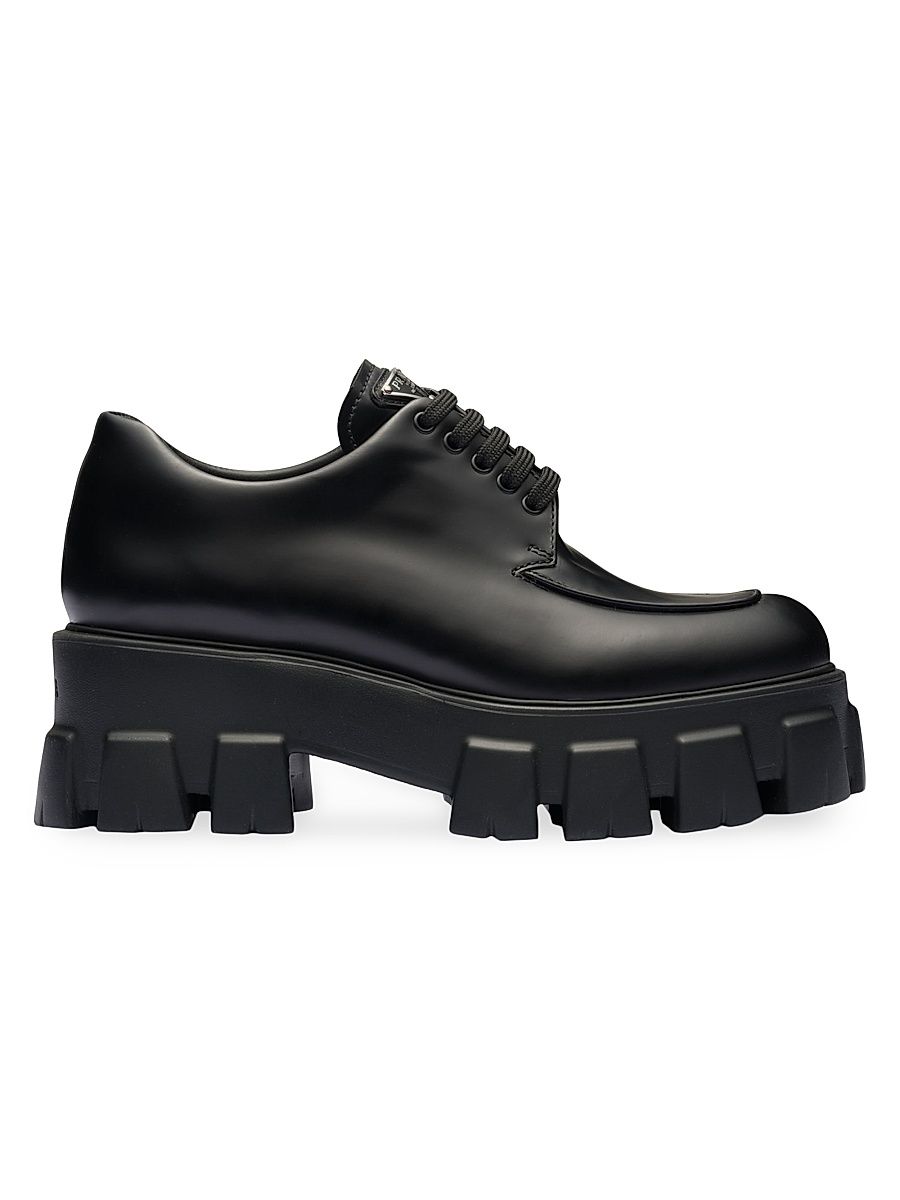 Women's Monolith Brushed Leather Lace-Up Shoes - Black - Size 11