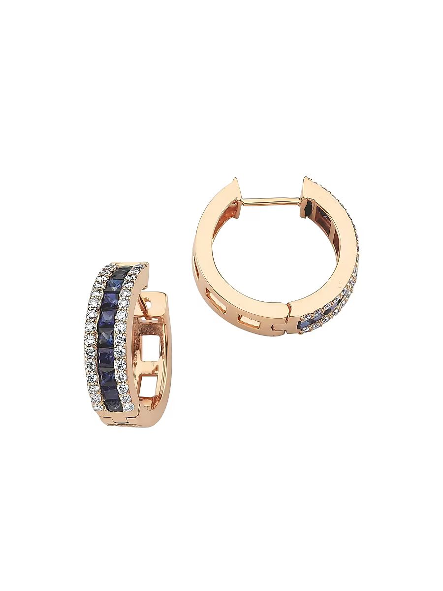 Women's Mondrian 18K Yellow Gold, Emerald & 0.70 TCW Diamond Earrings - Rose Gold