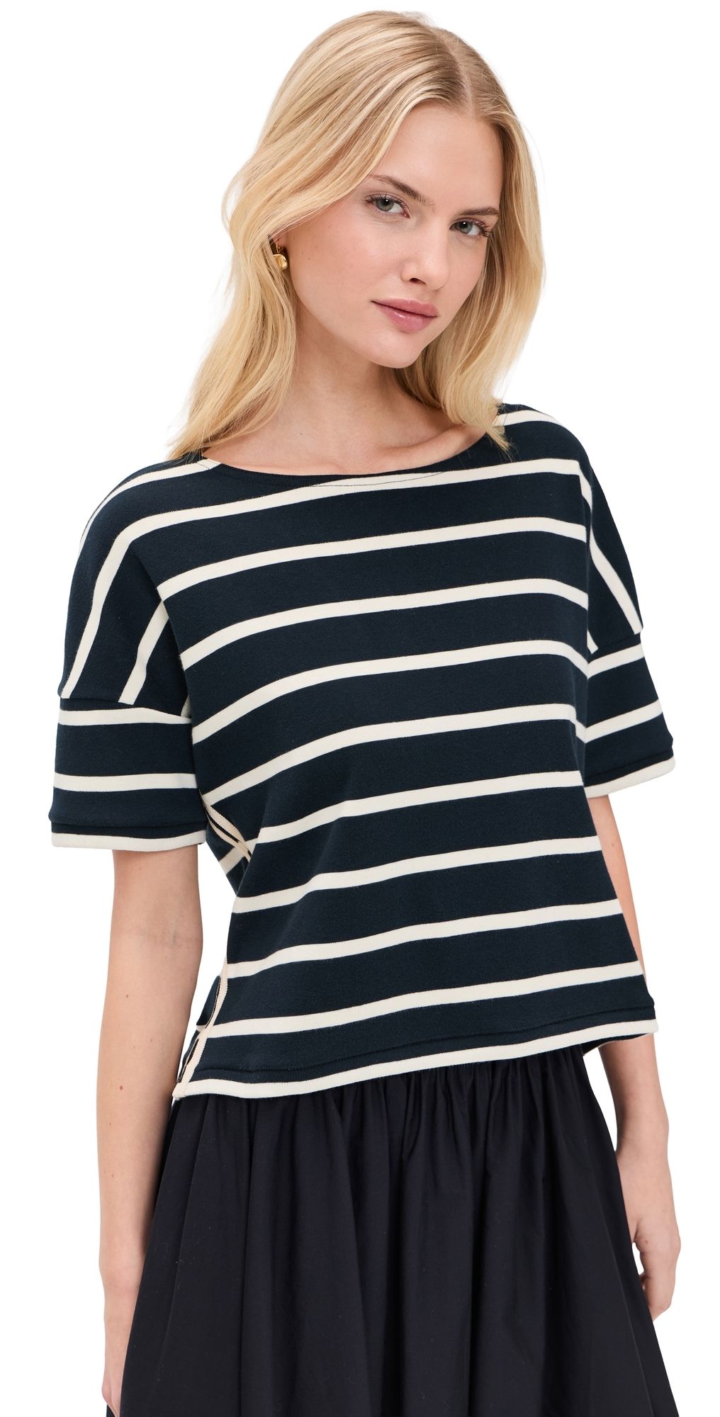 La Ligne Breton Tee Navy/Ecru M