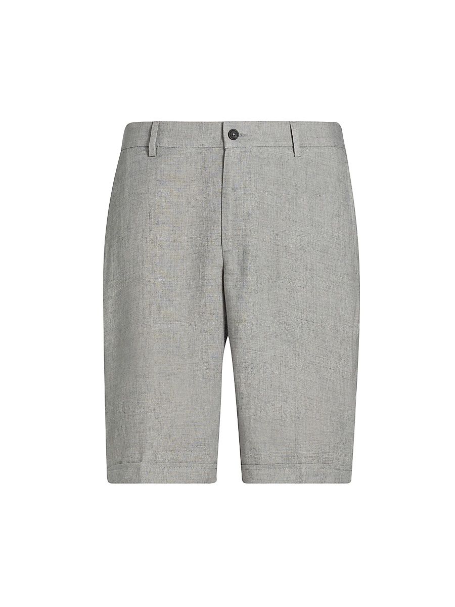Men's Linen Straight-Cut Chino Shorts - Grey - Size 40