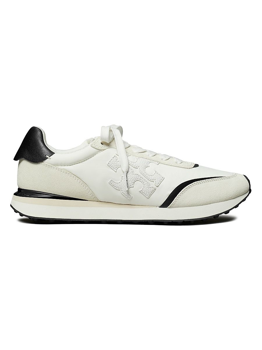 Women's Destiny Double T Suede Sneakers - White Purity Black - Size 9.5