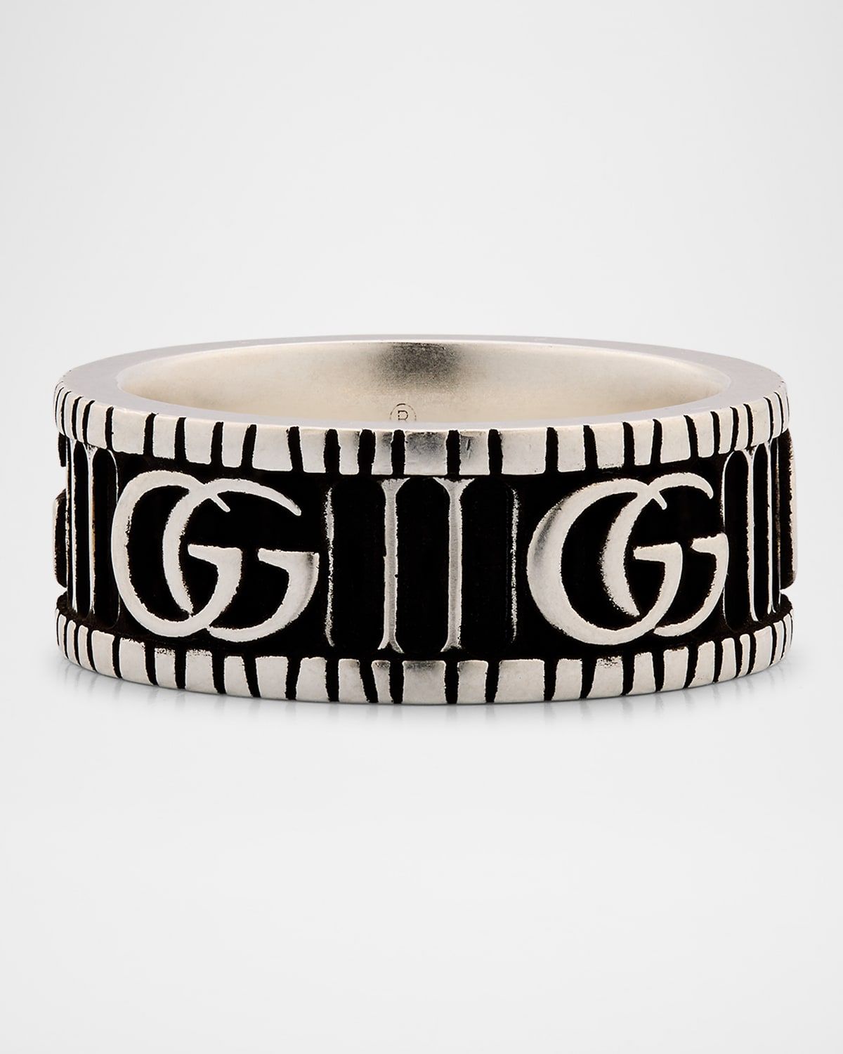Men & apos;s GG Marmont Band Ring in Aged Silver, 8mm