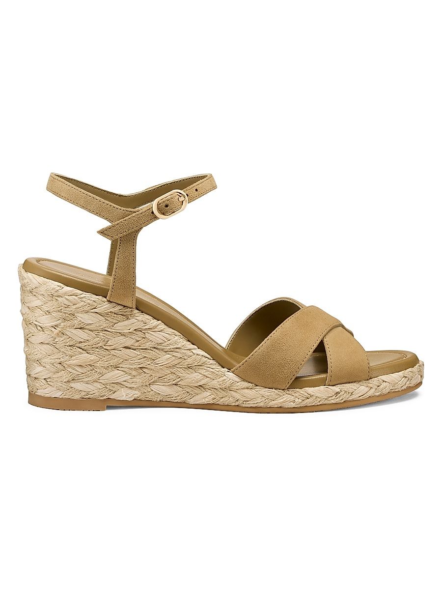 Women's Dayna 65MM Suede Espadrille Wedge Sandals - Golden Olive - Size 8.5