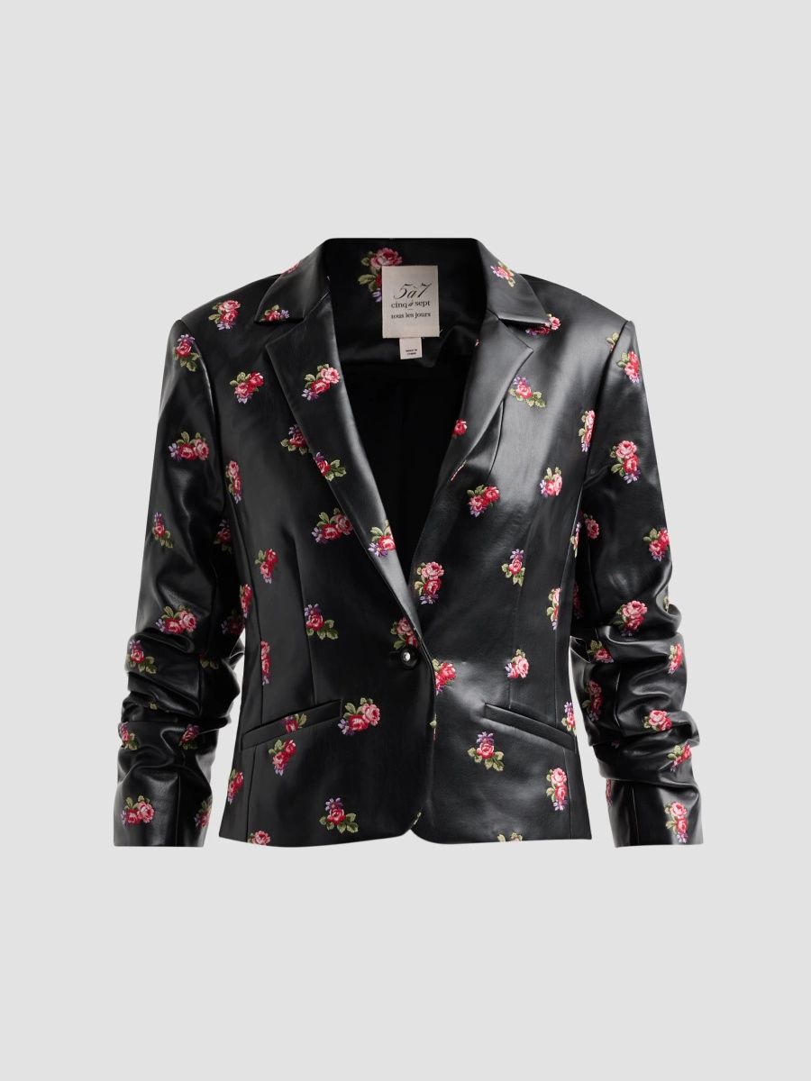 Women's Le Petit Khloe Rose-Print Blazer - Black Multi - Size 00