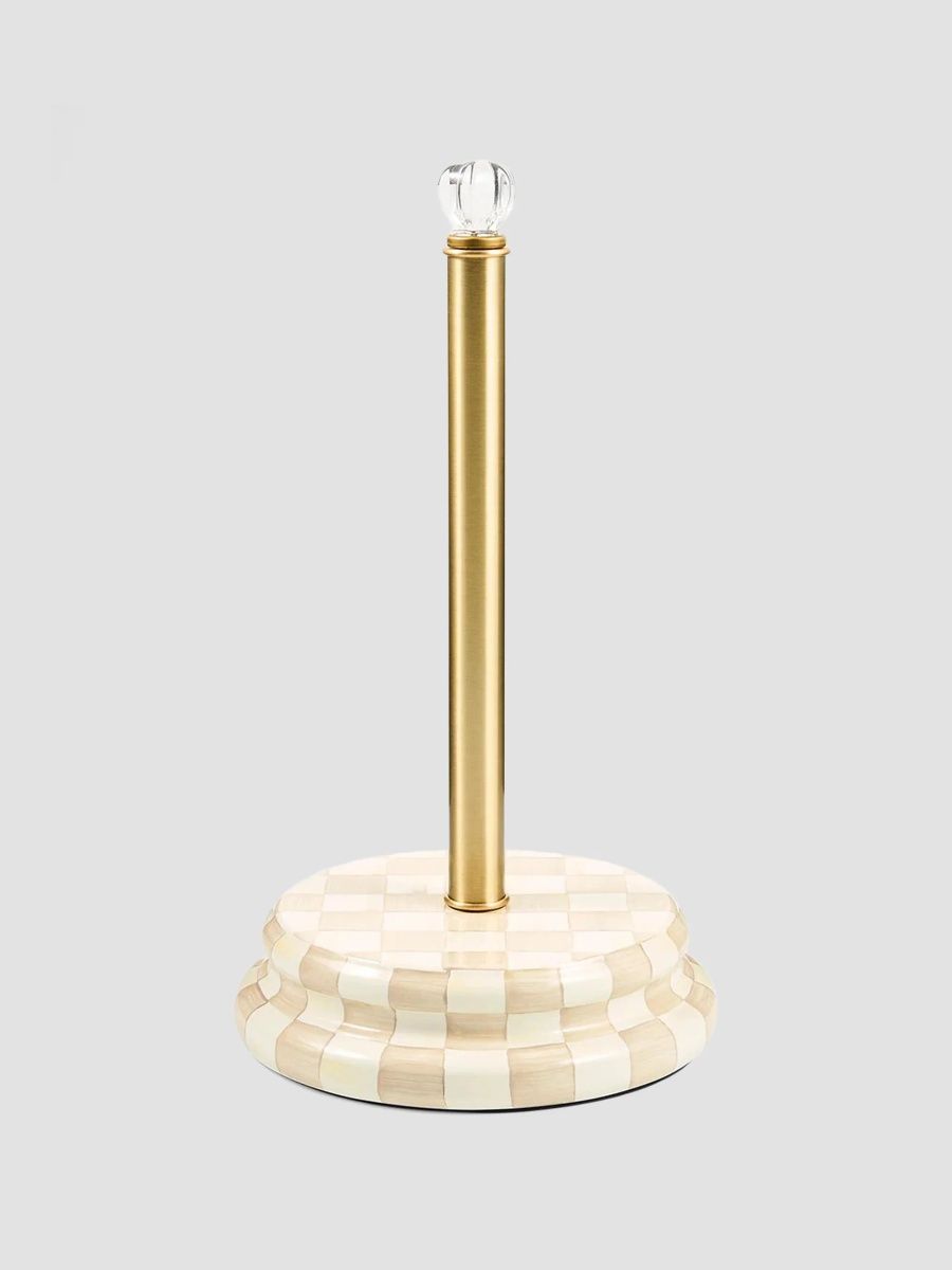 MacKenzie-Childs Mocha Check Paper Towel Holder