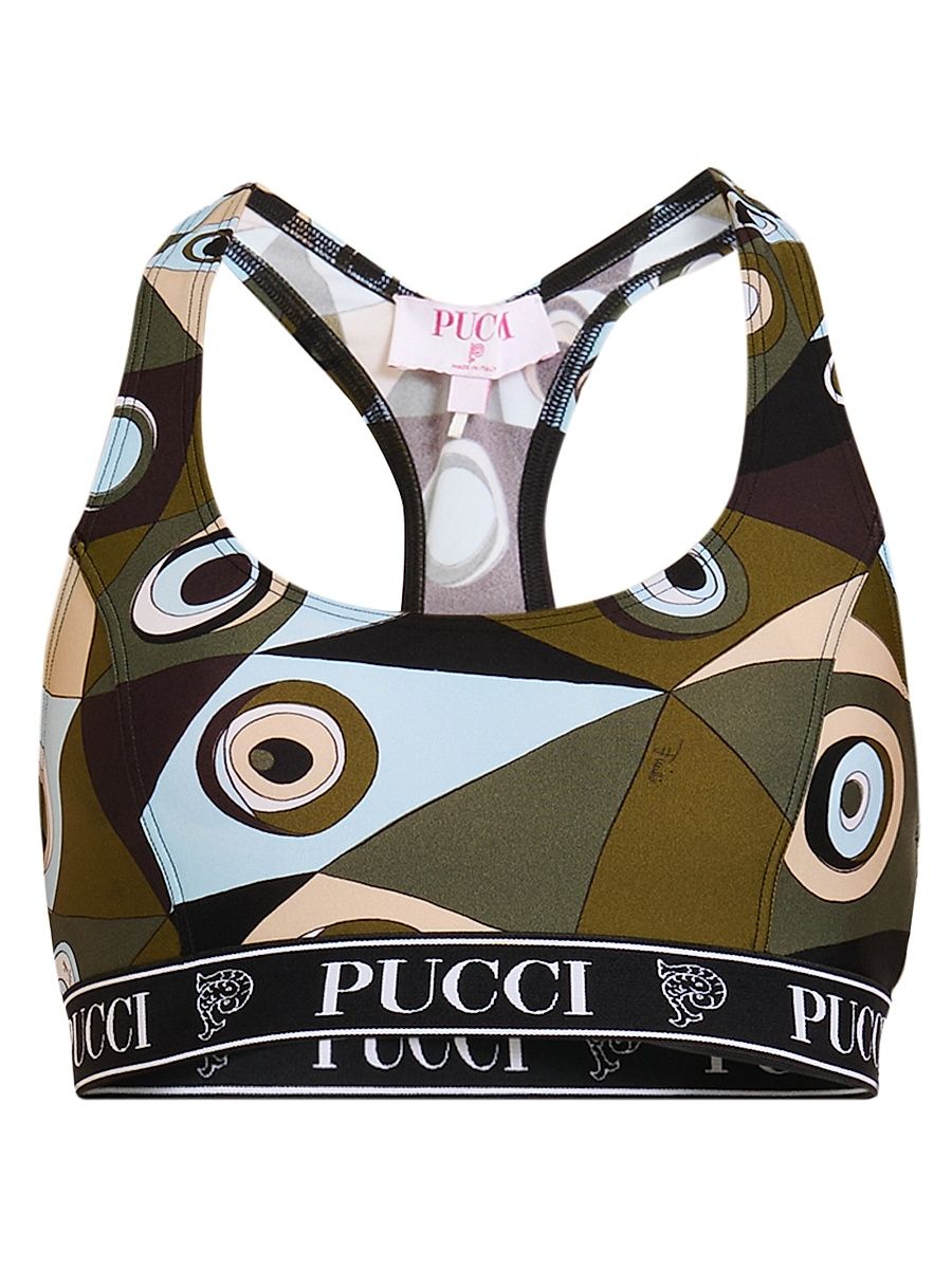 Pucci Women's L'Alba Printed Stretch Sports Bra - Khaki Blue - Size Small