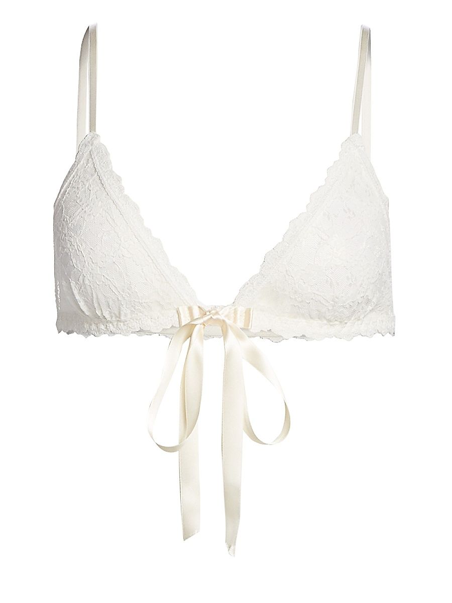 Women's Peek-A-Boo Lace Bralette - Light Ivory - Size Medium