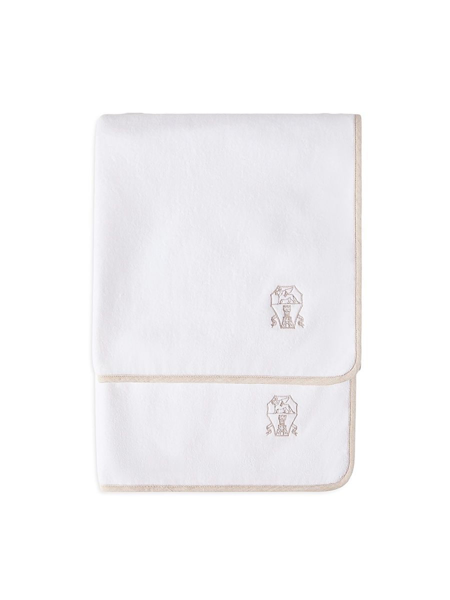 2 Piece Cotton Terrycloth Bath Towel Set with Embroidery - Desert