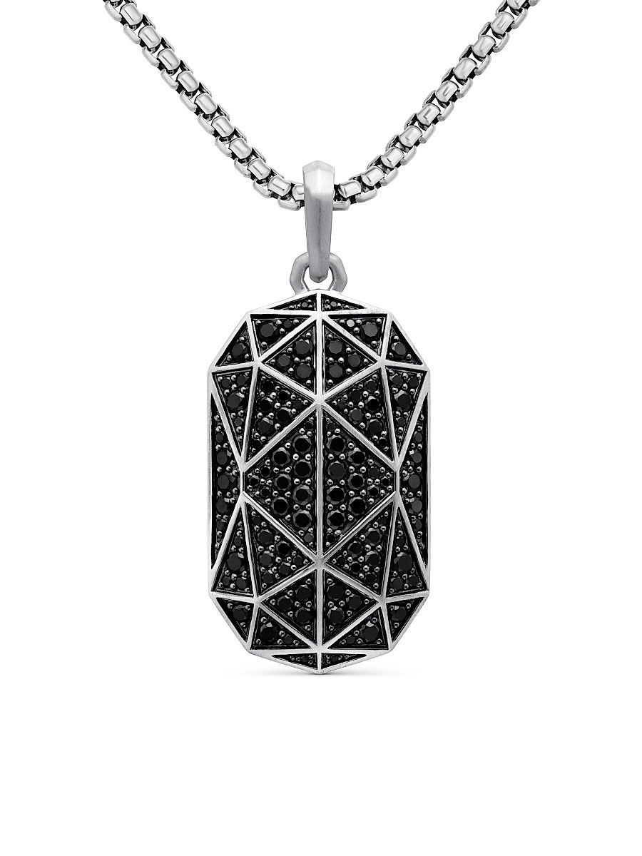 Men's Faceted Amulet in Sterling Silver - Black Diamond