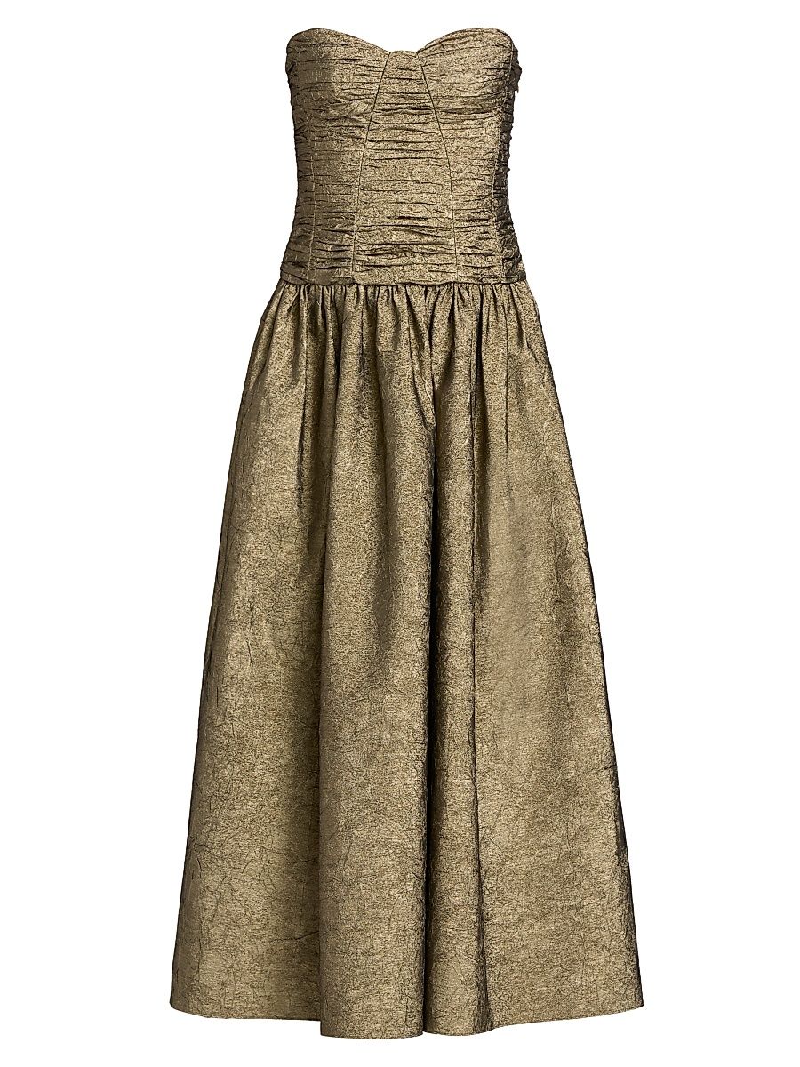 Women's Lumina Ruched Strapless Dress - Light Gold - Size 10