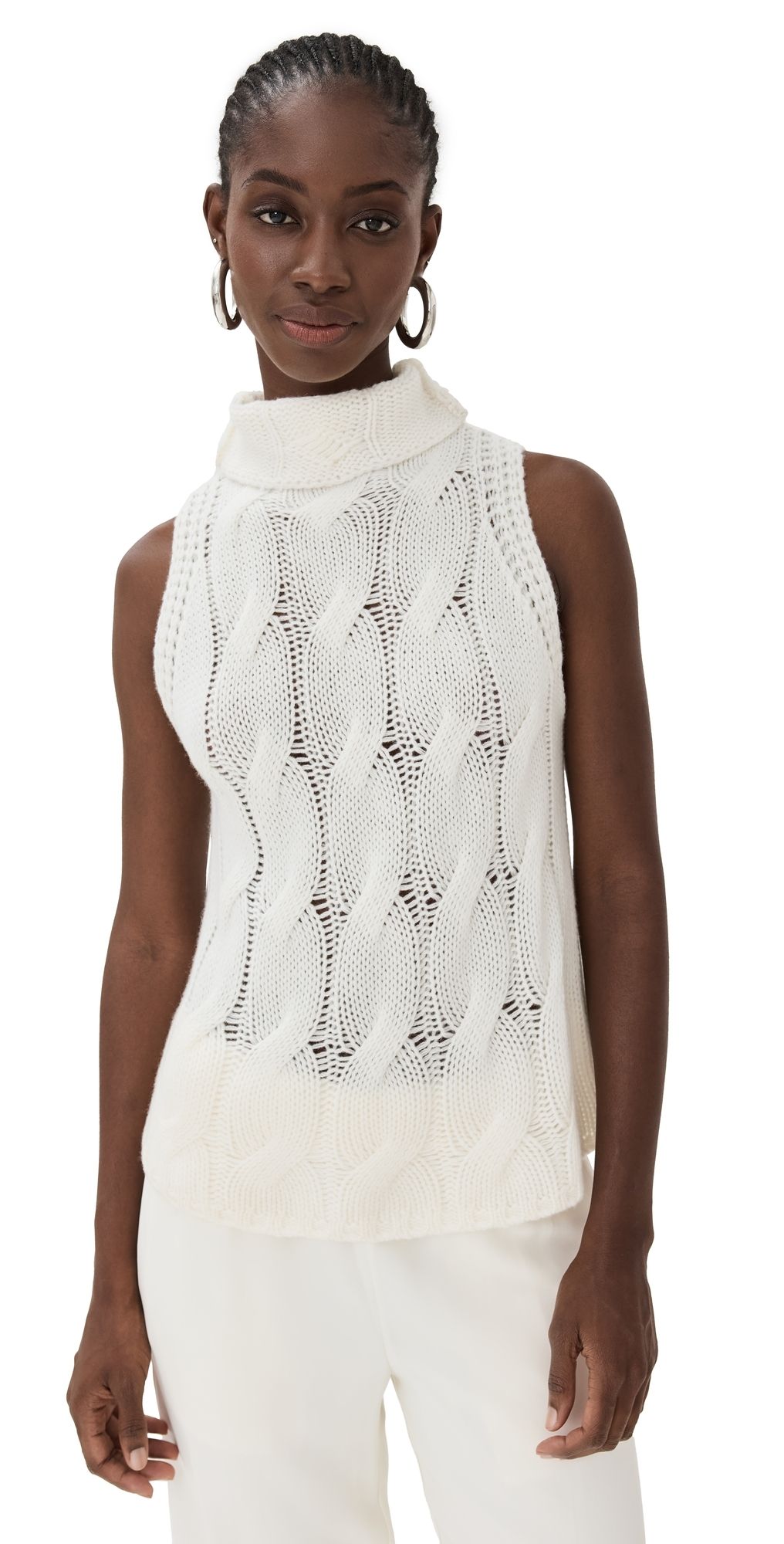 Sablyn Saige B Cashmere Cropped Turtleneck Gardenia L