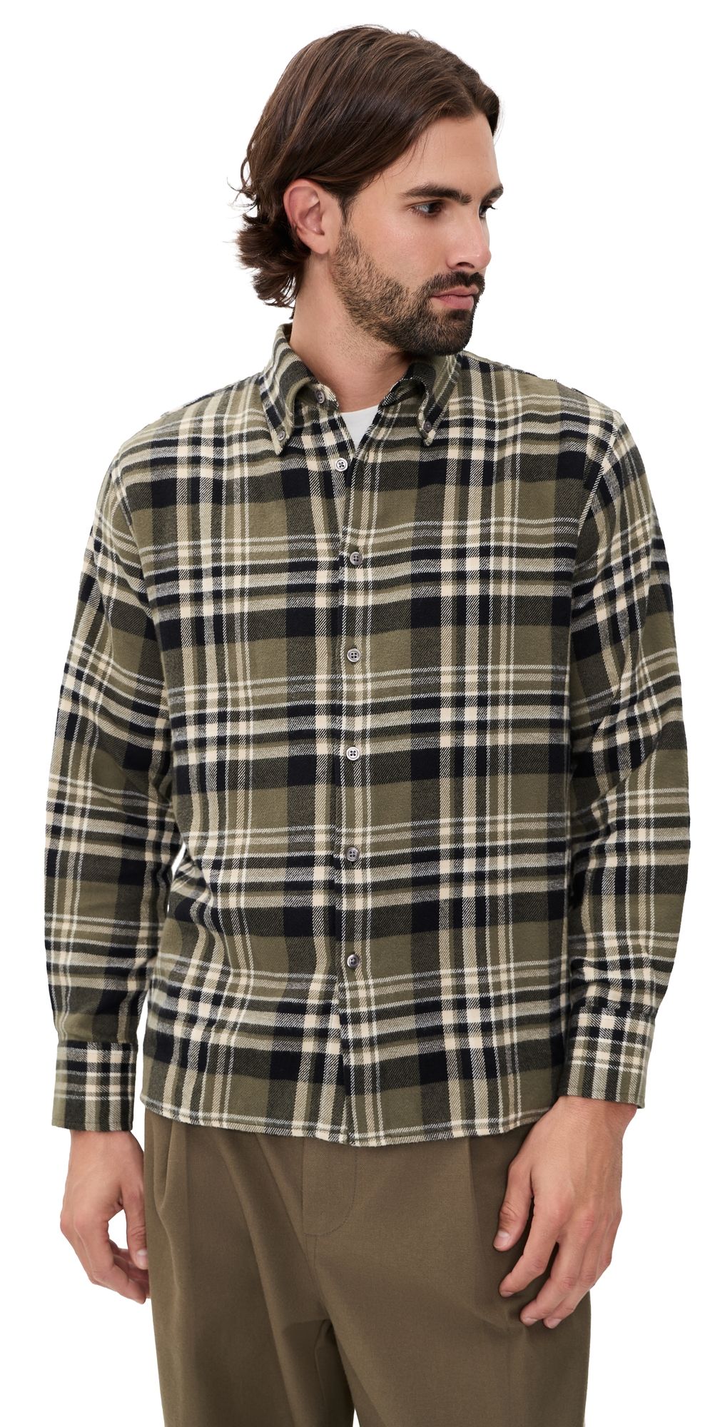 Universal Works Standard Jazz Check Shirt Olive M
